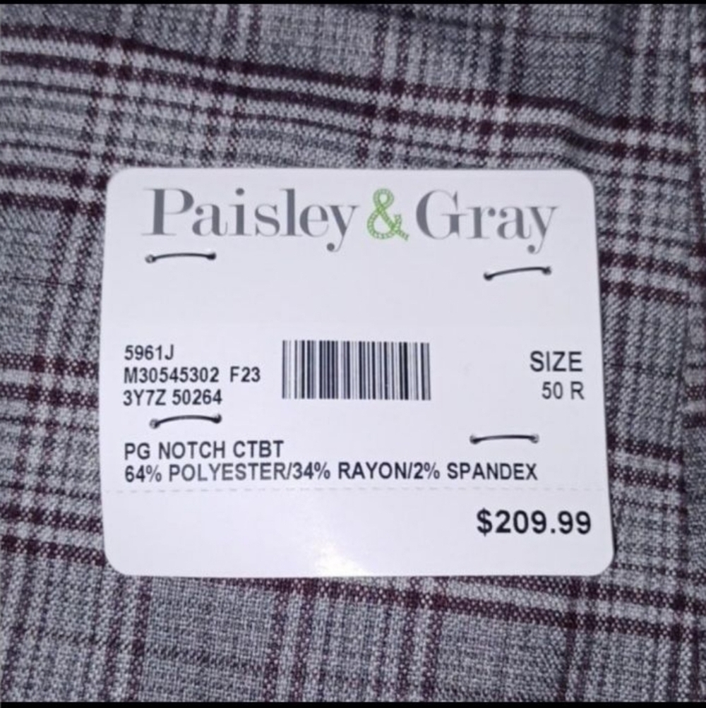 NWT PAISLEY & GRAY Plaid Sport Coat with Notched Lapel - Picture 2 of 8